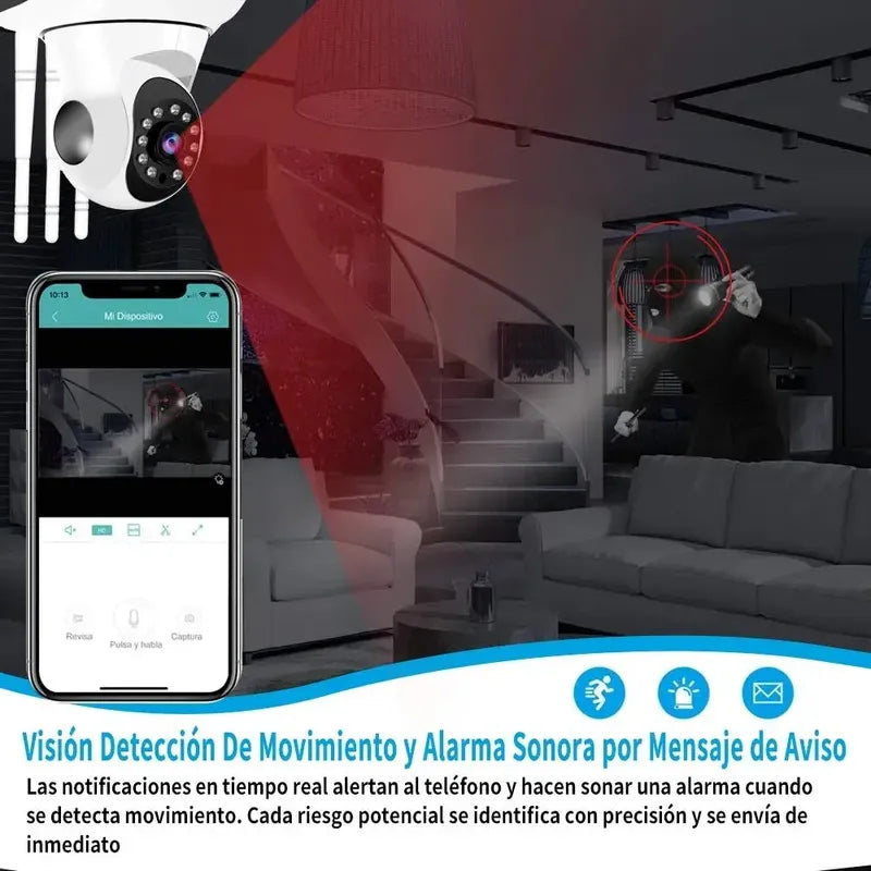 Camara Seguridad Ip Wifi Hd Motorizada Vision Nocturna 360º Blanco
