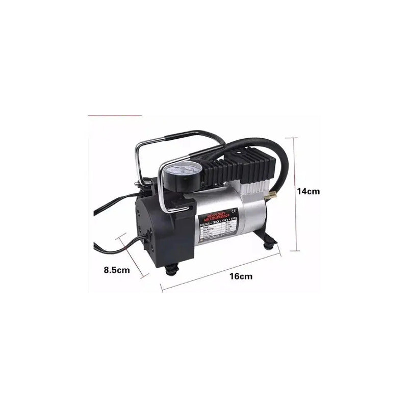 Compresor Aire Metalico Vehiculo Auto Moto Color Plateado