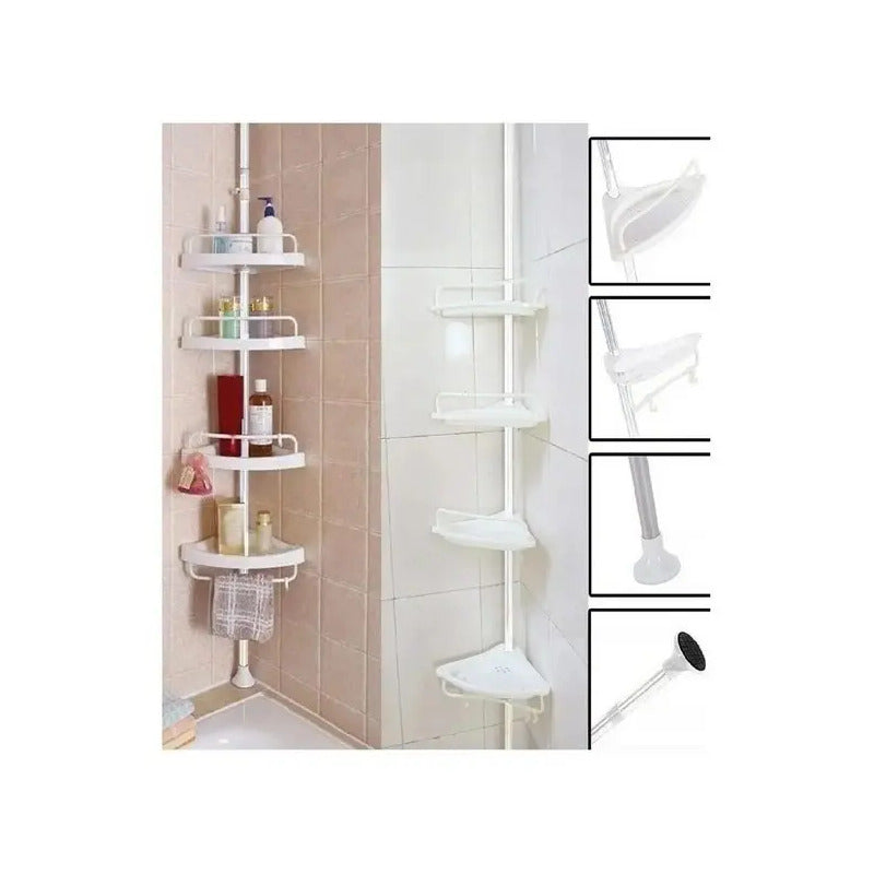 Esquinero Baño Metalico Multiuso Estantes 4 Repisas Blanco
