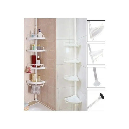 Esquinero Baño Metalico Multiuso Estantes 4 Repisas Blanco