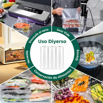 Rollo Sellado Vacío Bolsa Sellar Al Vacio Color Transparente De 28 Cm X 10 Metros Gac-100982 Medclean Solutions Blanco