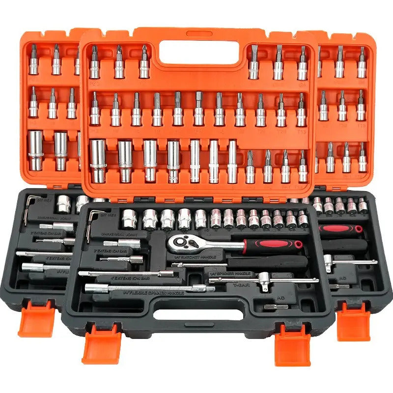 Set De Dados 53 Piezas Con Chicharra 1/4  Cromado Y Naranja