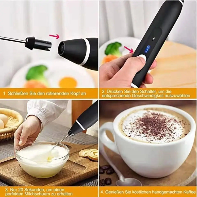 Mini Batidor Revolvedor De Café Y Espuma Leche Recargable Color Negro-228094-262242 B45