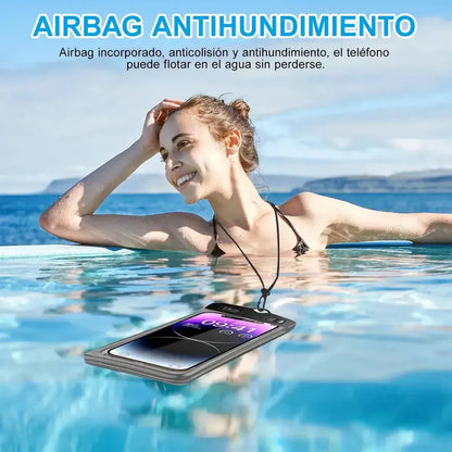 Funda Impermeable Sumergible Para Celular Universal Con Correa Y Cierre Magnético Variado Lisa
