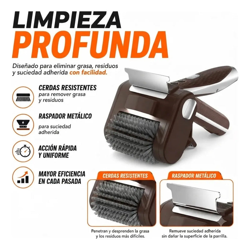 Limpiador De Parrillas Recargable Con Luz Led Y Rodillo Figo