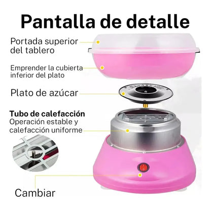 Máquina Algodón De Azúcar Eléctrico Caramelo 500w Color Rosa