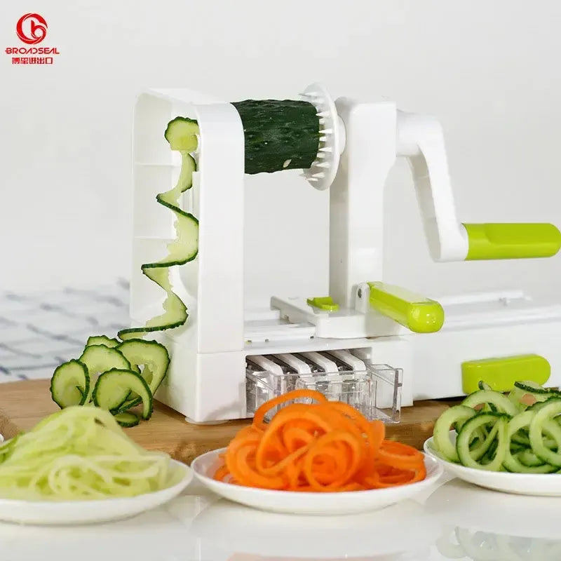 Veggetti Rallador Rotatorio 3 En 1 Espiral Verde Cortador Blanco