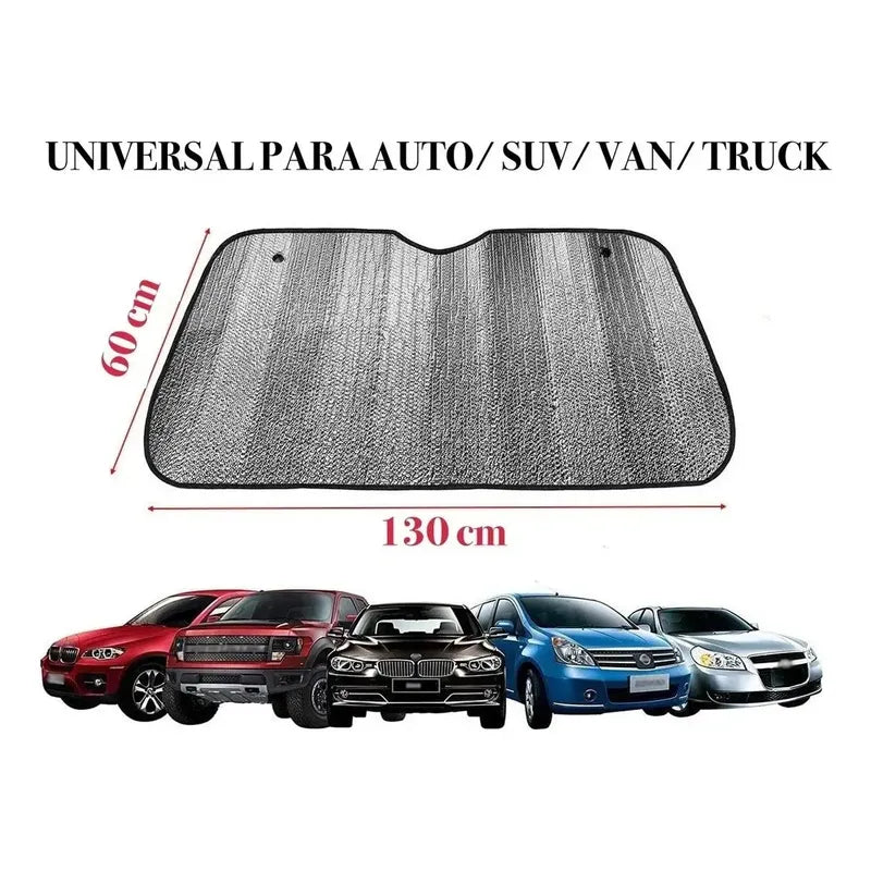 Parasol Retráctil Para Auto Y Camioneta Con Protección Uv E Impermeable  130x60 Cm Gris