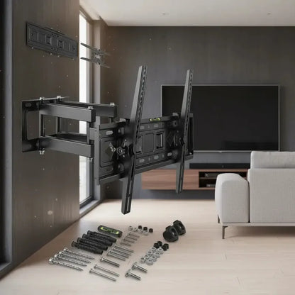 Figoimport Soporte De Pared Para Tv De Dos Brazos Articulados Que Se Adapta A La Mayoría De Televisores Led, Lcd, Oled De Pantalla Plana, Inclinable De Movimiento Completo Giratorio Figo Store Negro