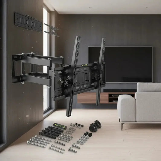 Figoimport Soporte De Pared Para Tv De Dos Brazos Articulados Que Se Adapta A La Mayoría De Televisores Led, Lcd, Oled De Pantalla Plana, Inclinable De Movimiento Completo Giratorio Figo Store Negro