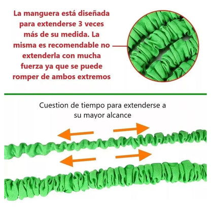 Manguera Retractil Expandible Jardin Piton Riego 15mt Azul