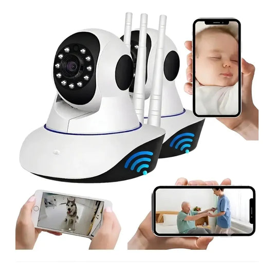 Camara Vigilancia Ip Wifi Robotica 360 Grados Pack X2 Blanco