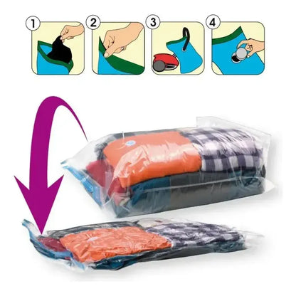 Pack De Bolsas Al Vacío Reutilizables Figoimport Para Ropa Y Edredones (12 Unidades)