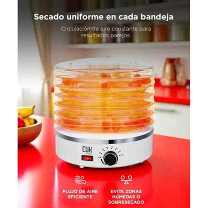 Deshidratador De Alimentos Con 5 Bandejas Y Termostato, Para Frutas Y Verduras Blanco