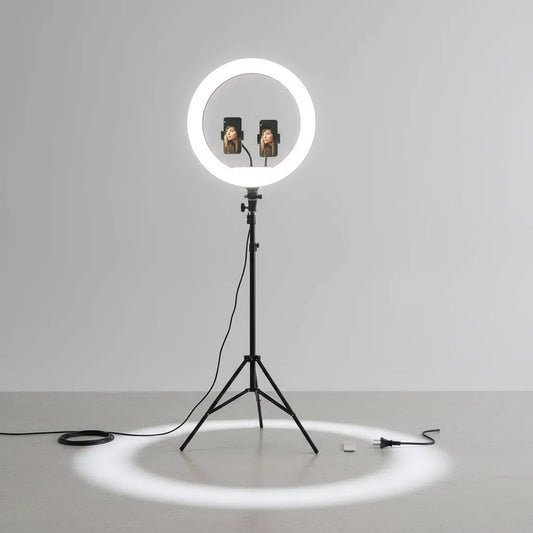 Aro De Luz Led Multitono Con Tripe Para Fotografia Y Video Negro Luz Cálida - Luz Fría Luz Amarilla