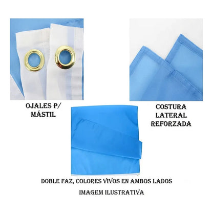 Bandera Chilena 90 X 135 Cm Con Enganches Para Mastil Chile