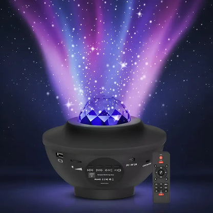 Proyector Galaxy De Estrellas Led Con Sonido Bluetooth Negro