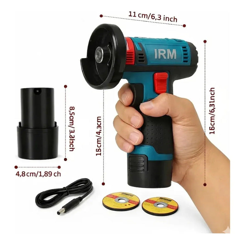 Mini Amoladora Angular Inalámbrica 12v Con 2 Baterías Y Velocidad Regulable Azul Marino 60hz