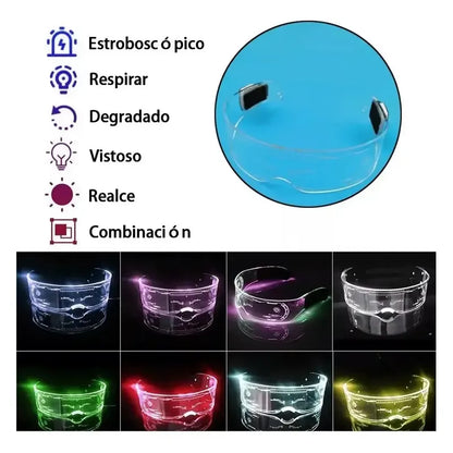 Lentes Luminosas Led Con Efectos De Luz Para Fiestas Y Eventos  Recargables Usb Transpartente Lujo