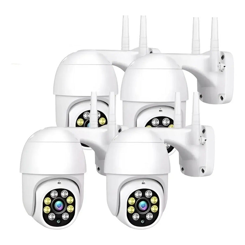Pack X4 Cámaras De Seguridad Wi-fi Full Hd Ptz Con Visión Nocturna Y Audio Bidireccional Blanco