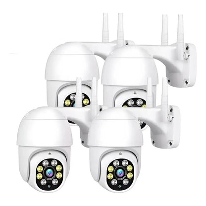 Pack X4 Cámaras De Seguridad Wi-fi Full Hd Ptz Con Visión Nocturna Y Audio Bidireccional Blanco