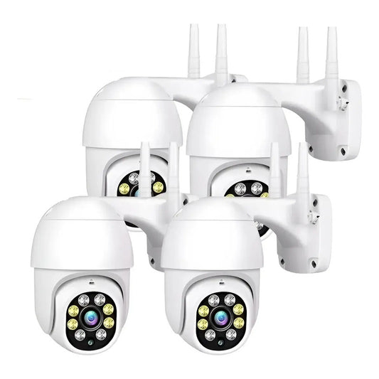 Pack X4 Cámaras De Seguridad Wi-fi Full Hd Ptz Con Visión Nocturna Y Audio Bidireccional Blanco