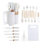 Utensilios De Cocina Mango Madera Punta Silicona Set X 19