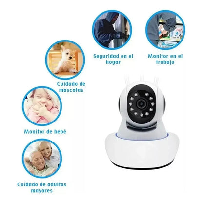 Cámara Robótica Ip 360° Hd Con Visión Nocturna Y Audio Blanco