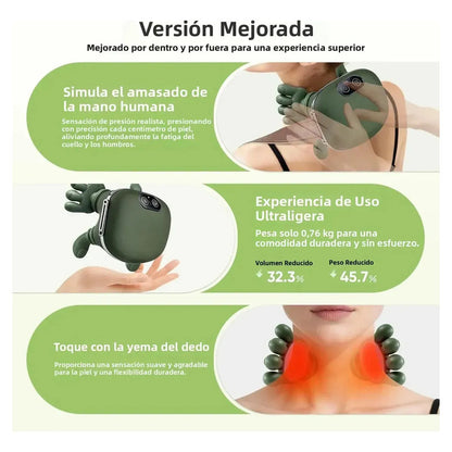 Masajeador Cervical Electrico Termico Cuello Espalda Hombro Verde Oscuro