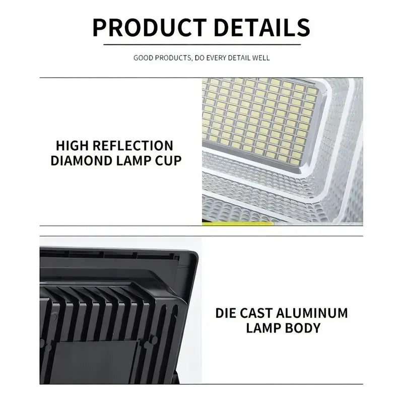 Foco Solar 200w Qp Negro Con Sensor Movimiento Montable Exterior