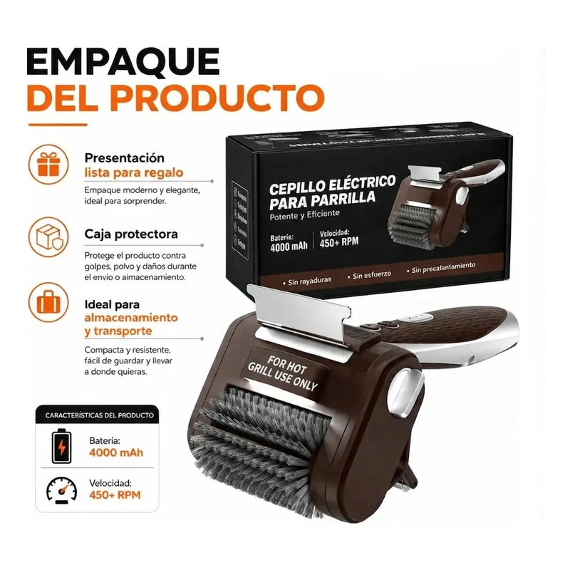 Limpiador De Parrillas Recargable Con Luz Led Y Rodillo Figo