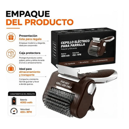 Limpiador De Parrillas Recargable Con Luz Led Y Rodillo Figo