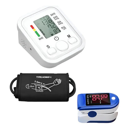 Pack De Tensiómetro Digital Y Oxímetro De Dedo Para Medir Presión Y Oxígeno Blanco