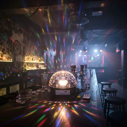 Bola Disco Espejada 18 Cm Con Luces Rítmicas Fiesta  X2