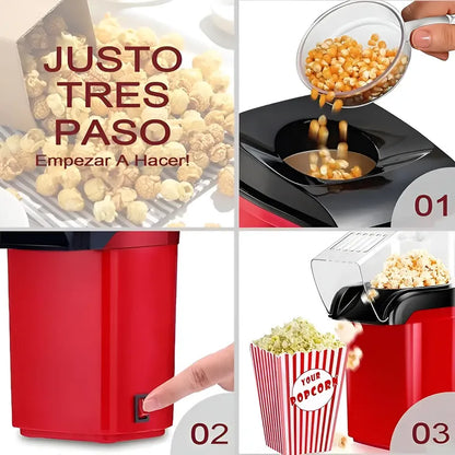 Máquina Para Palomitas De Aire Caliente Roja, 1200w, Para Fiestas Y Noches De Cine Rojo