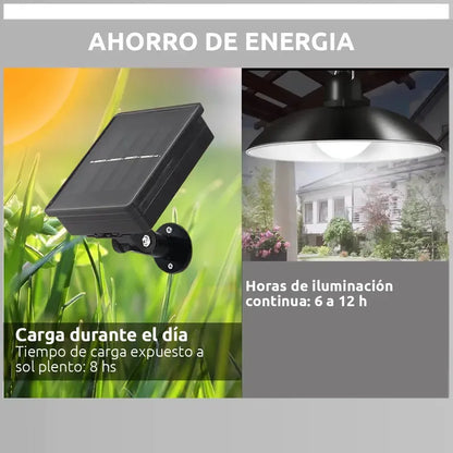Lampara Led Solar Colgante 120º Con Control 120w 1 Unidad Negro