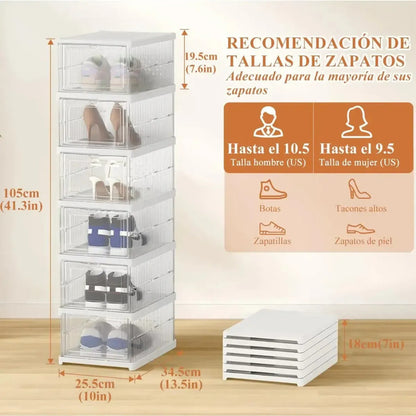 Zapatera Plegable De 6 Niveles Organizador De Almacenamiento Blanco