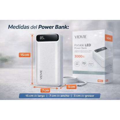 Powerbank Vidvie 30000 Mah Cargador Portatil Viaje Premium Blanco