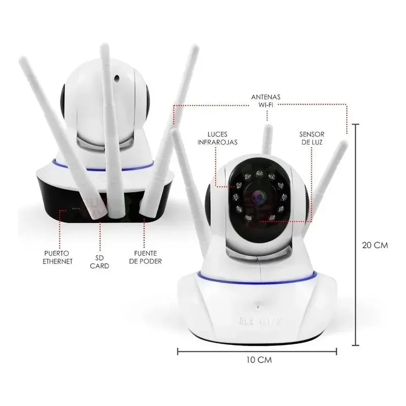 Camara Ip Wifi Hd Motorizada Vision Nocturna 360° Blanco
