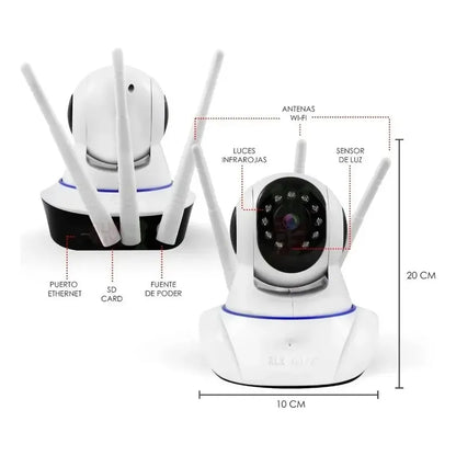 Camara Ip Wifi Hd Motorizada Vision Nocturna 360° Blanco