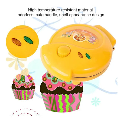 Mini Wafflera Para Niños Maquina Mini Torta Cocina Amarillo