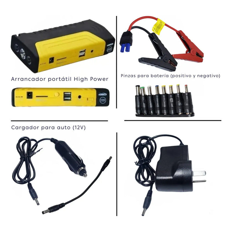 Partidor Cargador Powerbank Bateria Auto + Inflador De Rueda