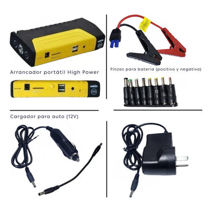 Partidor Cargador Powerbank Bateria Auto + Inflador De Rueda