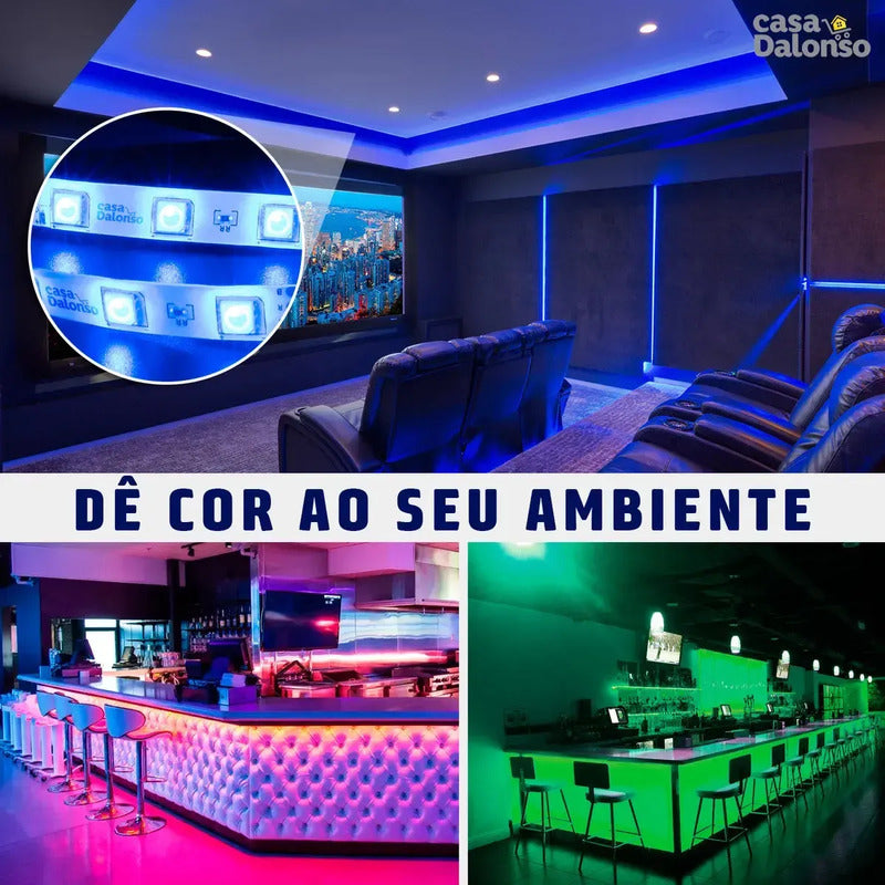 Luces Led Tira Rgb Multicolor Con Adaptador Control Remoto Rgb