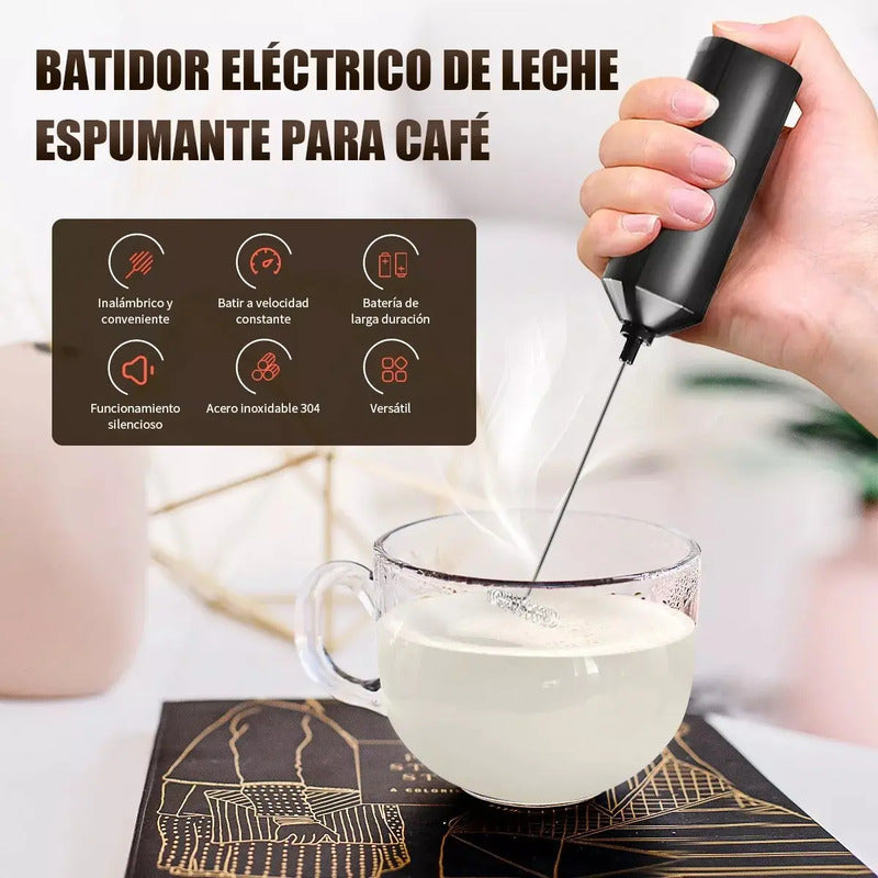 Mini Batidor Revolvedor De Café Espuma Huevo Recargable Negro