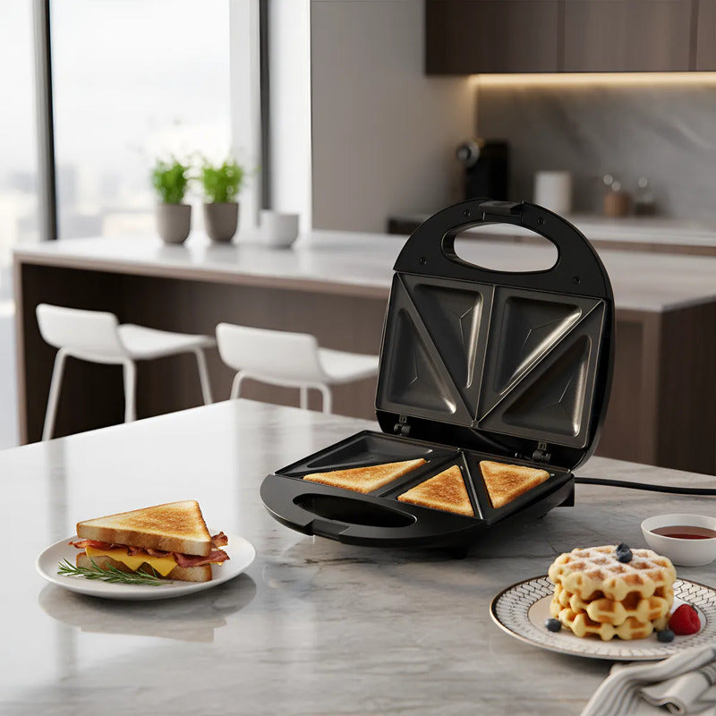 Maquina Electrica Tostadora Sanguchera Desayunos Y Meriendas Negro