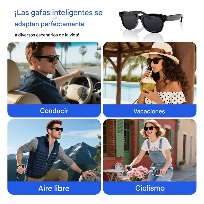 Lentes Smart G5 Asistente Voz Camara Fotos Y Musica Estándar Negro