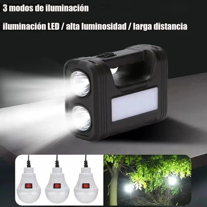 Sistema Iluminación Solar Casa 3 Ampolletas Led 12w Blanco