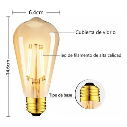 Ampolleta Retro Led Vintage Luz Cálida Guirnalda Amarillo