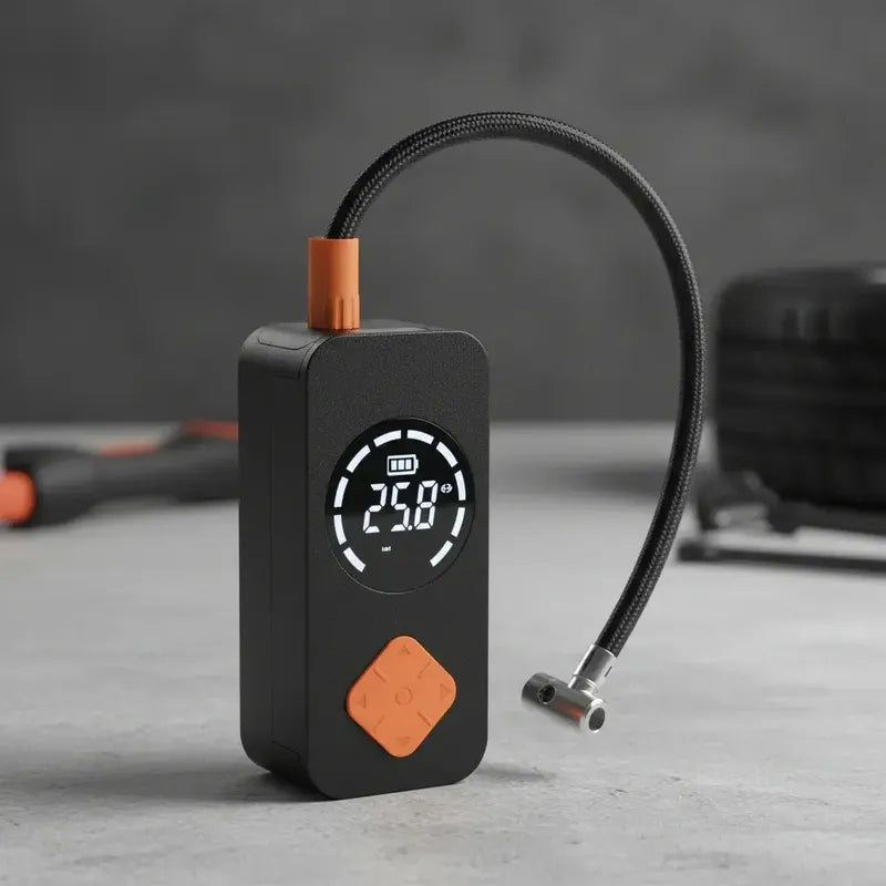 Inflador Portátil Para Neumáticos De Auto Y Moto Con Pantalla Digital Y 150 Psi Negro 60hz Monofásica